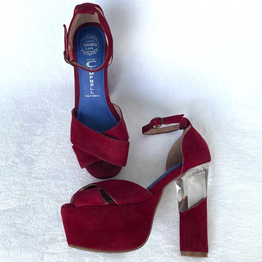 Jeffrey Campbell El Carmen 2 Suede Platform Heel Ankle Strap Size 5